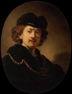Self-Portrait Wearing a Toque and a Gold Chain by Rembrandt van Rijn